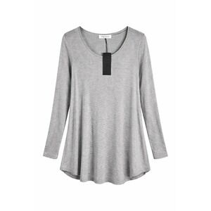 NEW Made By Johnny Premium Swing Tee Gray Long Sleeve Flowy Tunic Top Medium USA